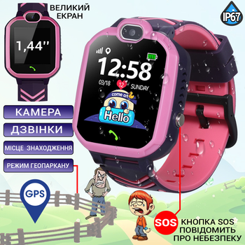 Детские смарт часы с GPS и SIM картой Baby Watch Phone 04KID, камера, функция SOS и двухсторонний вызов, влагозащищённые Pink