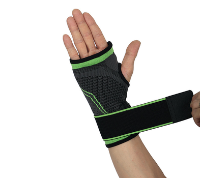 Спортивный бандаж кистевого сустава Wrist Support Sibote 9136 ортез эластичный бинт на кисть Чёрный с зелёный
