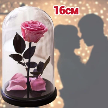 Троянда в колбі під скляним куполом яскрава ніжно-рожева Rose of Love стабілізована квітка вічна троянда 16 см Pink