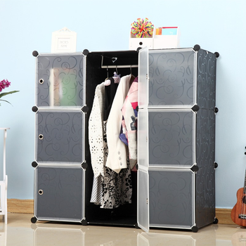 Пластиковый шкаф органайзер для хранения одежды модульный DIY storge Черный