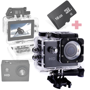 Экшн камера спортивная Action Camera D600 портативная видеокамера с водонепроницаемым боксом и набором креплений + Карта памяти 16Gb