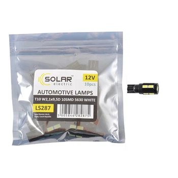 Автолампа Solar LED 12V T10 W2.1x9.5d 10 SMD 5630 white 10 шт (LS287_P)