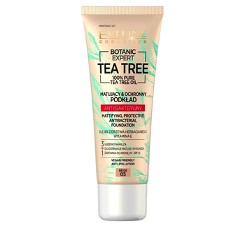 Podkład Eveline Botanic Expert Tea Tree Mattifying Protective Antibacterial Foundation SPF10 05 Beige 30ml (5903416021667)