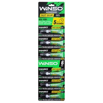 Універсальний секундний клей Winso Fast Glue Gel 3г 6шт для склеювання пластику гуми металів дерева кераміки паперу (LI-D_22-O)