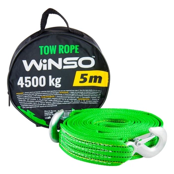 Буксирувальний трос Winso 4,5т 5м автомобільний для евакуації з гаками для надійного кріплення (LD-4853)