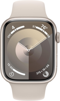 Смарт-годинник Apple Watch Series 9 GPS 45mm Starlight Aluminium Case with Starlight Sport Band - S/M (MR963)