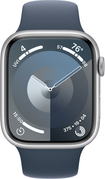 Смарт-годинник Apple Watch Series 9 GPS 45mm Silver Aluminium Case with Storm Blue Sport Band - M/L (MR9E3)