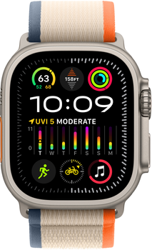 Smartwatch Apple Watch Ultra 2 GPS + Cellular 49mm Titanium Case with Orange/Beige Trail Loop - S/M (MRF13)