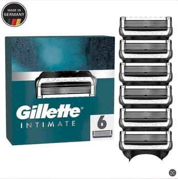 Сменные картриджи для бритья (лезвия кассеты) Gillette Intimate 6 шт. для интимных зон с улучшенными смазывающими полосками