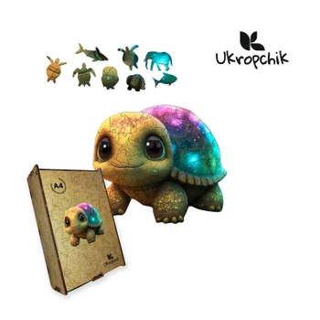 Пазл Ukropchik деревянный Звездная черепаха А4 в коробке с набором-рамкой (Starry Turtle A4)