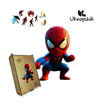 Пазл Ukropchik деревянный Супергерой Спайди А3 в коробке с набором-рамкой (Spider-Man Superhero A3)
