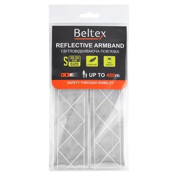 Светоотражающая повязка Beltex с застежкой-липучкой серая для пешеходов и велосипедистов видимость до 400 м (1LO-TH_11C)