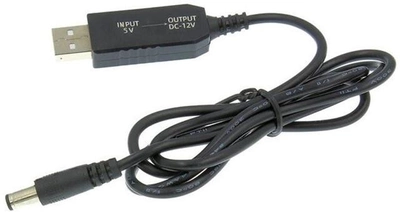 Кабель питания Dynamode USB 2.0 AM-DC 5.5 х 2.1 мм повышающий напряжение с 5V до 12V 1 м Черный (DM-USB-DC-5.5x2.1-12V)