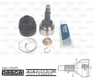 ШРУС PASCAL G10343PC KIA Rio 0K30A22510, 0K30A22610