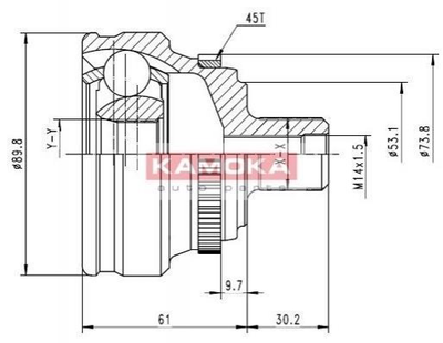 ШРУС KAMOKA 6278 Audi 80 893407305N, 893498099M, 893498099MX