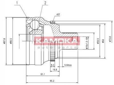 ШРУС KAMOKA 6622 Audi A6, 100 4A0498099C