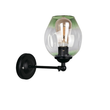 Настенный светильник Бра лофт Light House LS-18142F-1 BK+GR черный, плафон прозрачный с зеленым