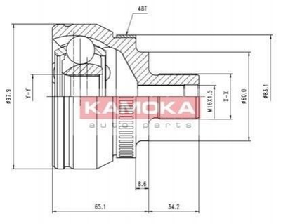 ШРУС KAMOKA 7050 Volkswagen Sharan; Ford Galaxy 1007695, 1084716, 7M0407321A