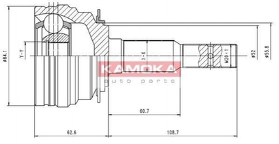 ШРУС KAMOKA 6610 Daewoo Espero 26010774, 510433, 510736A