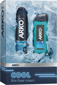 Подарочный Набор ARKO Men Cool Пена для бритья 200 мл + Гель для душа 260 мл (8690506546717)
