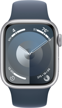 Smartwatch Apple Watch Series 9 GPS + Cellular 41mm Silver Aluminium Case with Storm Blue Sport Band - S/M (MRHV3)