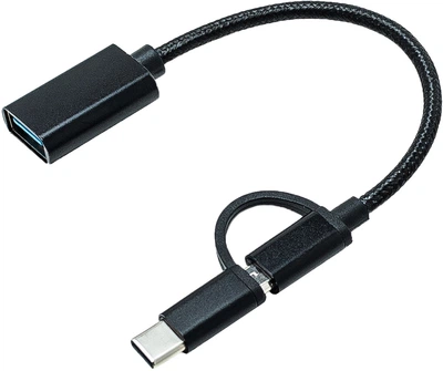 Адаптер OTG XoKo AC-150 2 в 1 USB 3.0 - MicroUSB & USB Type-C с кабелем Black (AC-150-BK)