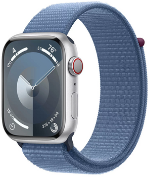 Смарт-годинник Apple Watch Series 9 GPS + Cellular 45mm Silver Aluminium Case with Winter Blue Sport Loop (MRMJ3)