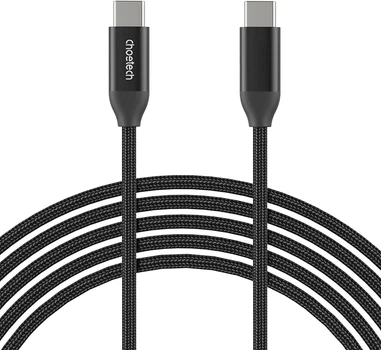 Кабель Choetech USB Type-C - USB Type-C 2 м Gen2 240W (50V/5A) в оплетке Черный (XCC-1036)