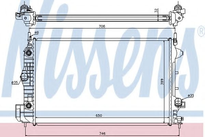 Радіатор CADILLAC BLS(04-)1.9 CDTi(+)[OE 13 156 384] Nissens (63113A)