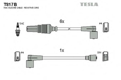 Кабель запалювання к-кт TESLA Citroen,Peugeot 605 89-00 3,0 Tesla (T817B)