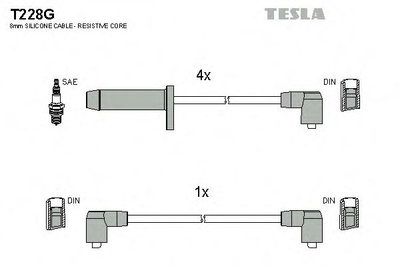 Кабель запалювання к-кт TESLA Ford Scorpio, Sierra 85-94 2,0 Tesla (T228G)