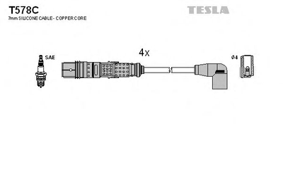 Кабель зажигания к-кт TESLA Seat, VW Caddy, Lupo, Polo 95-1,0 Tesla (T578C)