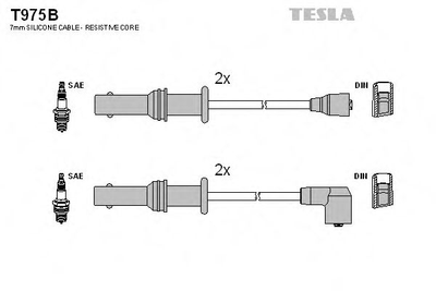 Кабель запалювання к-кт TESLA Subaru Forester, Impreza,Legasy 92-98 1,6 Tesla (T975B)