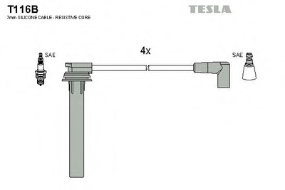 Комплект кабелiв запалювання Tesla (T116B)