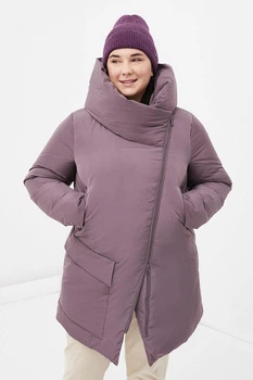 Удлиненный женский пуховик Finn Flare FWB160135-831 Plus Size темно-розовый 5XL