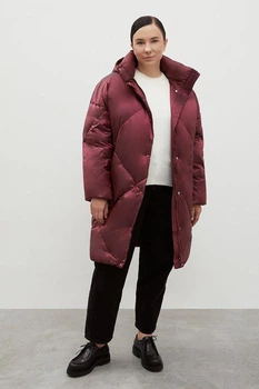 Стьобаний жіночий пуховик oversize Finn Flare FAC11096-833 бордовий L