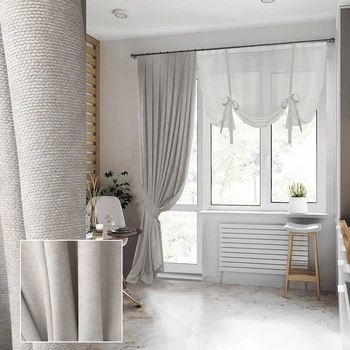 Стильна римська занавіска зі шторою для балкону Adagio Windows Decor світло сіра, штори для кухні у розмірах 1,5х2,7м - штора, 1,5х1,4м - занавіска