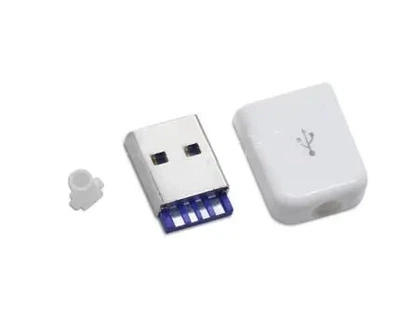 USB штекер, разъем в разборном корпусе "папа", 4-контактный, тип А, белый