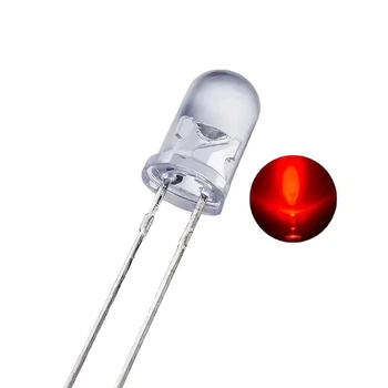 LED світлодіод 3мм, 2.0 - 2.2В, 20мА, червоний, біла лінза, 5 шт.