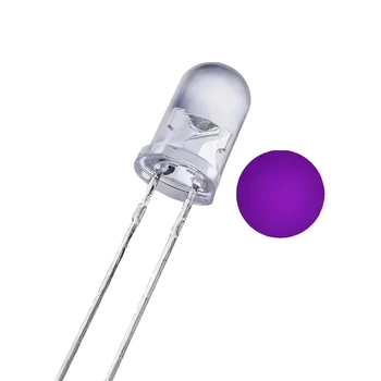 LED светодиод 3мм, 2.0 – 2.2В, 20мА, фиолетовый, белая линза, 5 шт.