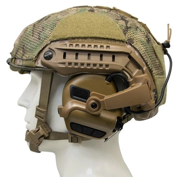 Активні тактичні навушники на шолом професійні EARMOR M31X Mark3 MilPro з мікрофоном (Койот)