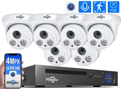 Комплект IP вiдеоспостереження Hiseeu на 6 внутрішніх камер POE 4Мп