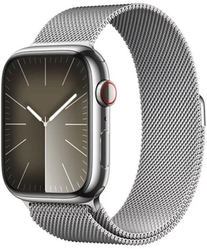 Smartwatch Apple Watch Series 9 GPS + Cellular 45mm Silver Stainless Steel Case with Silver Milanese Loop (MRMQ3)