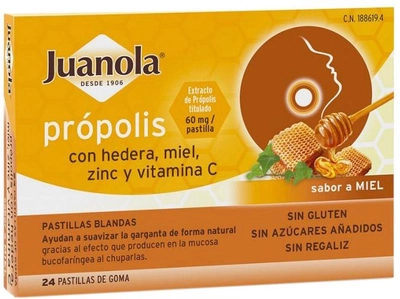 Lek na ból gardła Juanola Própolis Hedera Sabor Miel 24 Pastillas (8470001886194)