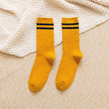 Шкарпетки в рубчик зі смужками жовті 9624 One Size