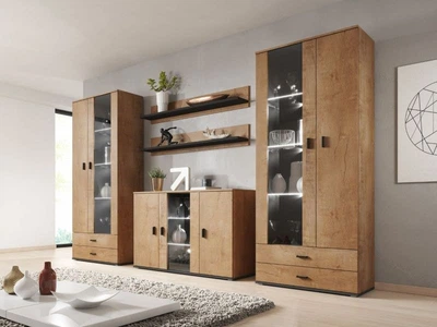 Стенка в гостиную комплект Кама Меблі Soho 10 из ламинированной ДСП/МДФ Дуб Лефкас Польша без подсветки