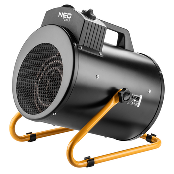 Теплова пушка NEO Tools 90-069 переносна 5 кВт, 100м2, 366 м3/рік, 380В, нагр.елемент - нерж.сталь, IPX4, термостат