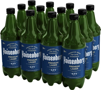 Упаковка пива Haisenberg світлого фільтрованого пастеризованого Преміум Лагер 4.5% 1 л х 12 шт (4820252122604)