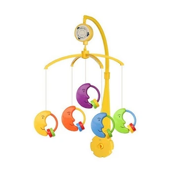 Мобыль детский пластиковый самозаводной с игрушками, Луна Alexis Baby Mix, 36х9,5х51,5 см., желтый