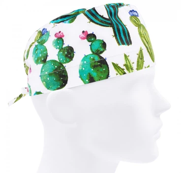 Медицинская шапочка мужская FloralScrubs универсальная принт Кактус